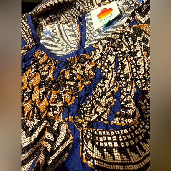 Farm Rio Yawanawa Vanahu Mini Dress Women’s Size M Balloon Sleeves Banana Print - Picture 5 of 8